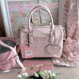 🎀Juicy Couture Bestsellers Fame Satchel Bag Gothis Dots Powder Blush Pink✨
